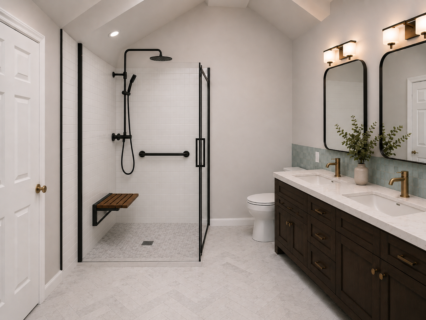 Custom walk-in shower preview after the remodel